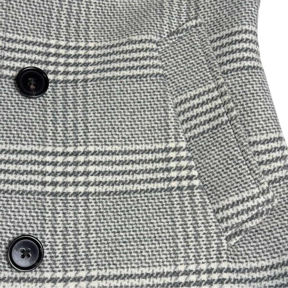 The A&F Dad Coat Plaid Wool Blend Overcoat Women's Size XXSP‎ Gray Classic